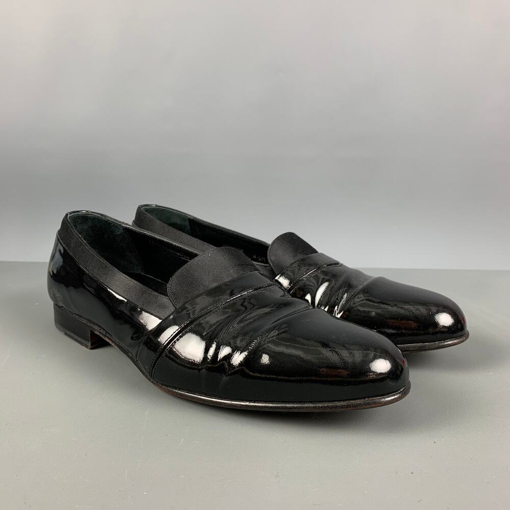 MEZLAN Size 8.5 Black Patent Leather Tuxedo Loafers